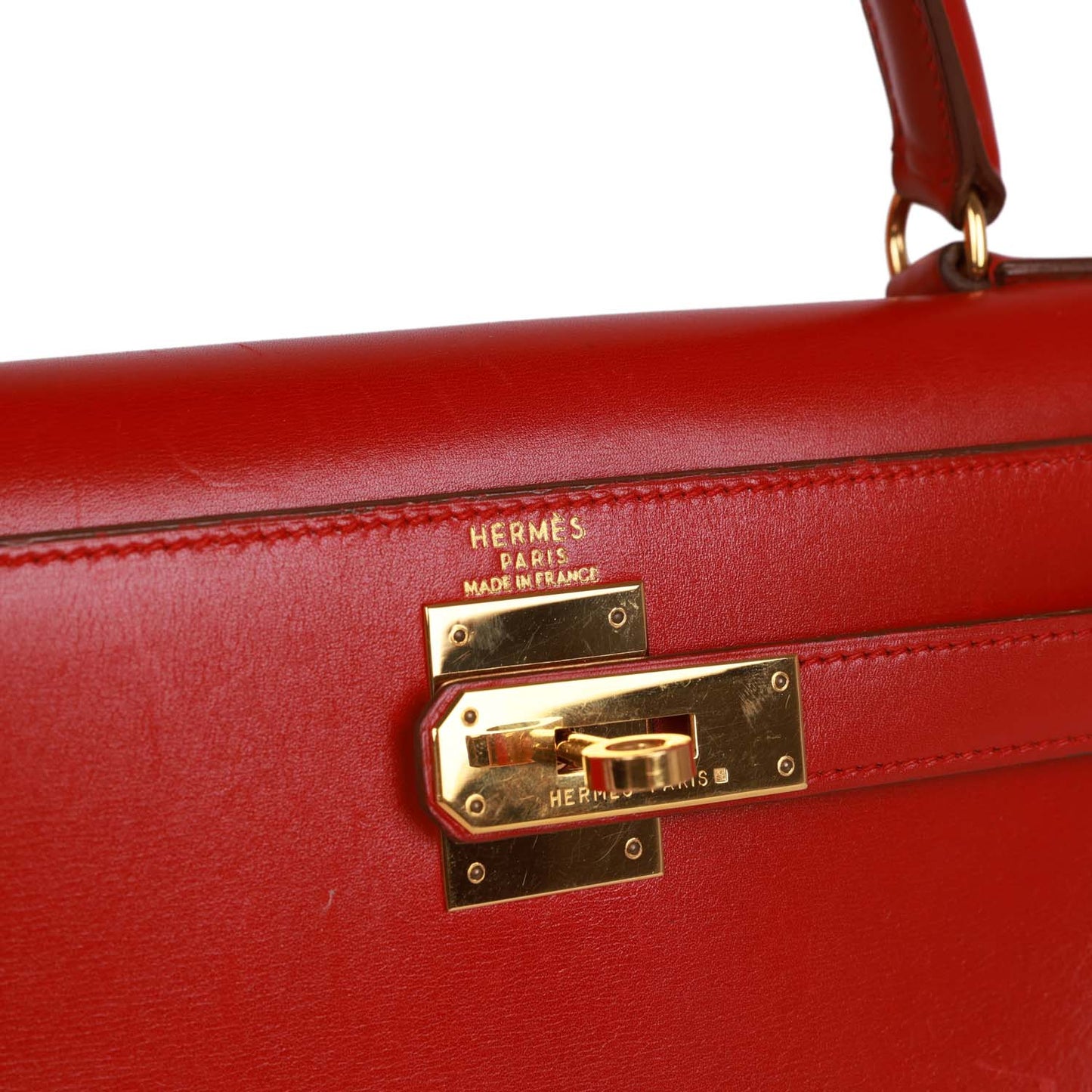 Hermes Kelly 28 Sellier Rouge Vif Box Gold Hardware