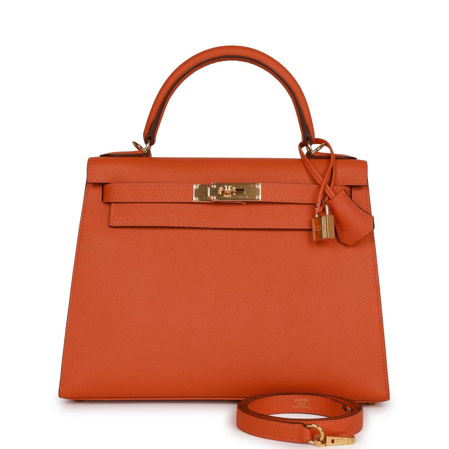 Hermes Kelly 28 Sellier Orange Epsom Gold Hardware