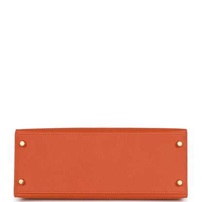 Hermes Kelly 28 Sellier Orange Epsom Gold Hardware