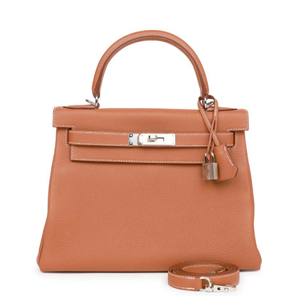 Hermes Kelly 28 Sellier Gold Togo Palladium Hardware
