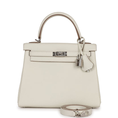 Hermes Kelly 25 Retourne Mushroom Togo Palladium Hardware