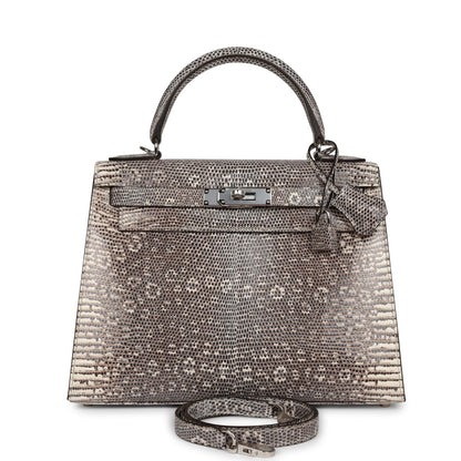 Hermes Kelly 28 Sellier Ombre Veranus Salvator Lizard Palladium Hardware