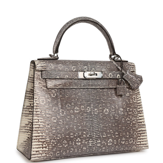 Hermes Kelly 28 Sellier Ombre Veranus Salvator Lizard Palladium Hardware