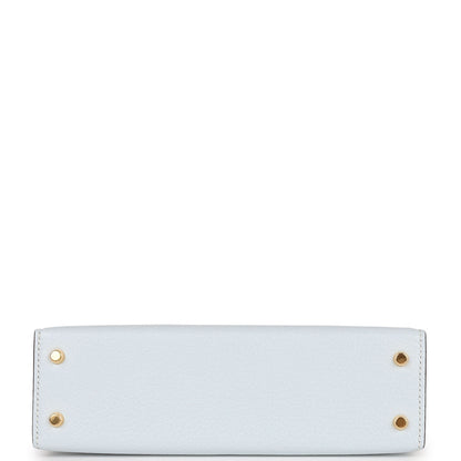 Hermes Kelly 20 Sellier Bleu Brume Chevre Gold Hardware