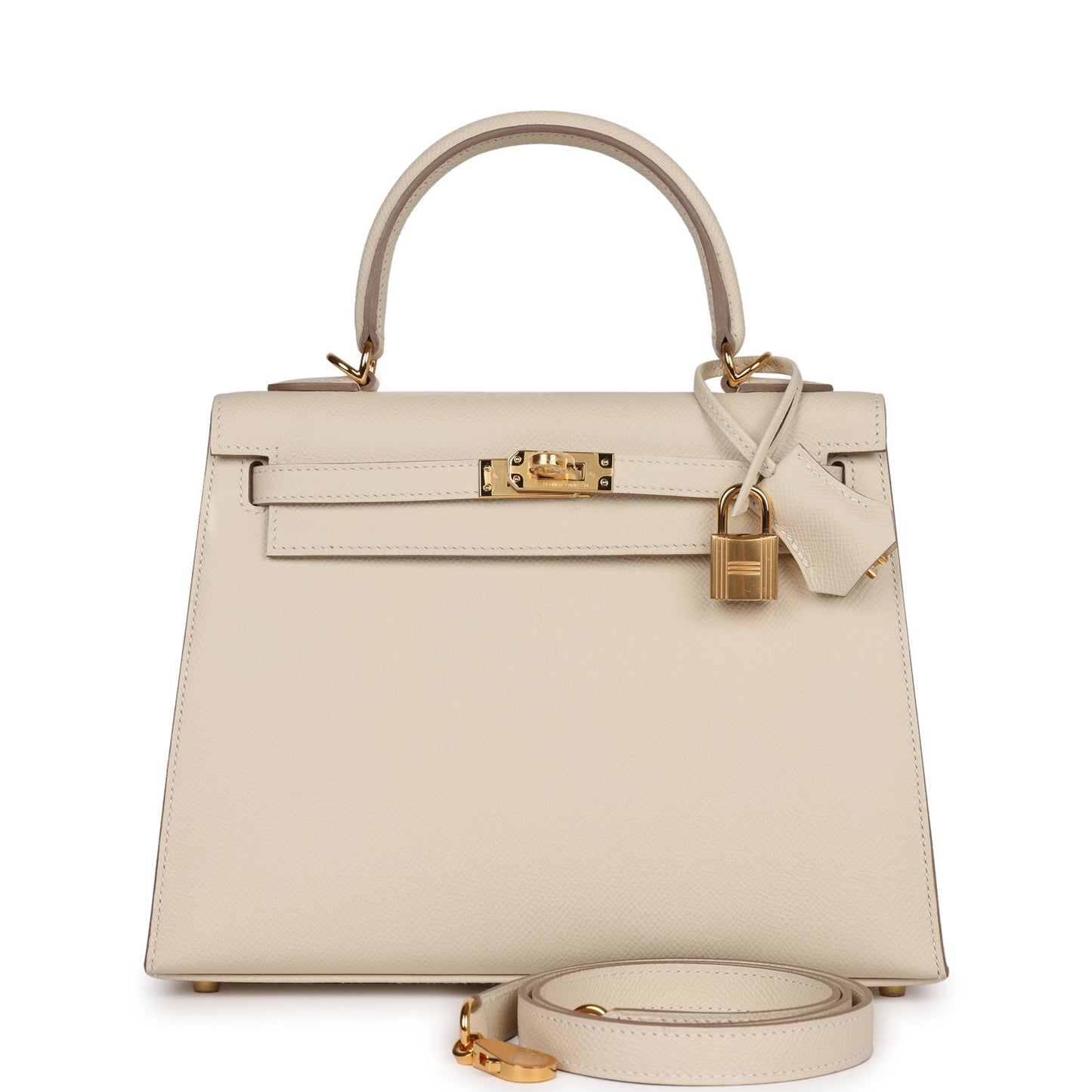 Hermes Kelly 25 Sellier Craie Epsom Gold Hardware