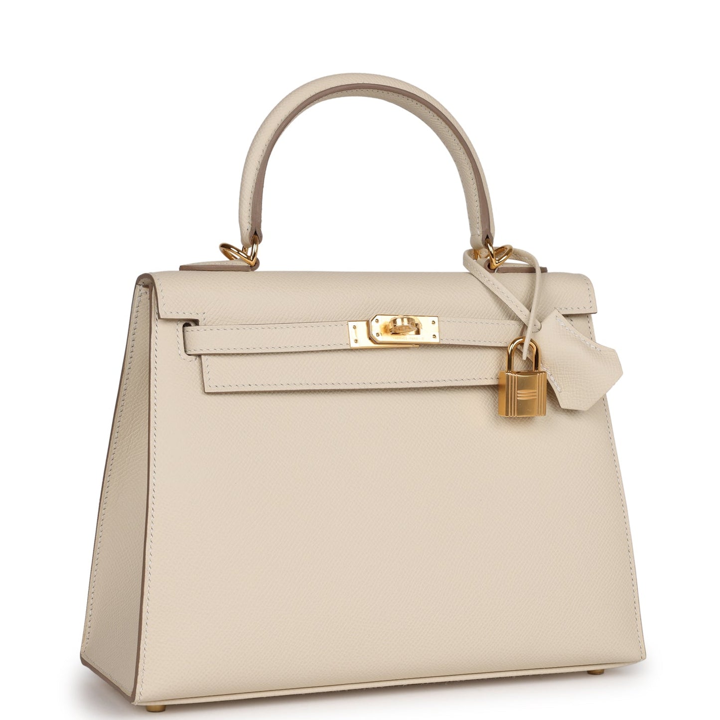 Hermes Kelly 25 Sellier Craie Epsom Gold Hardware