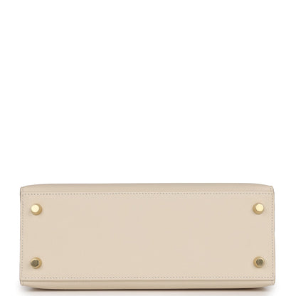 Hermes Kelly 25 Sellier Craie Epsom Gold Hardware