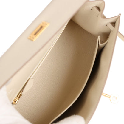 Hermes Kelly 25 Sellier Craie Epsom Gold Hardware