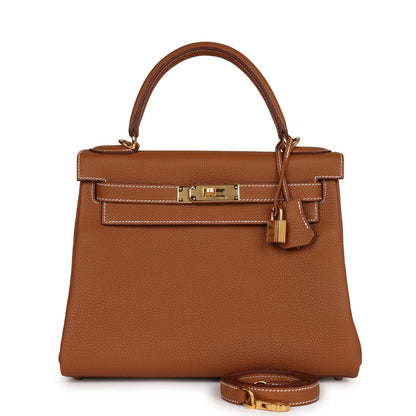 Hermes Kelly 28 Retourne Gold Togo Gold Hardware