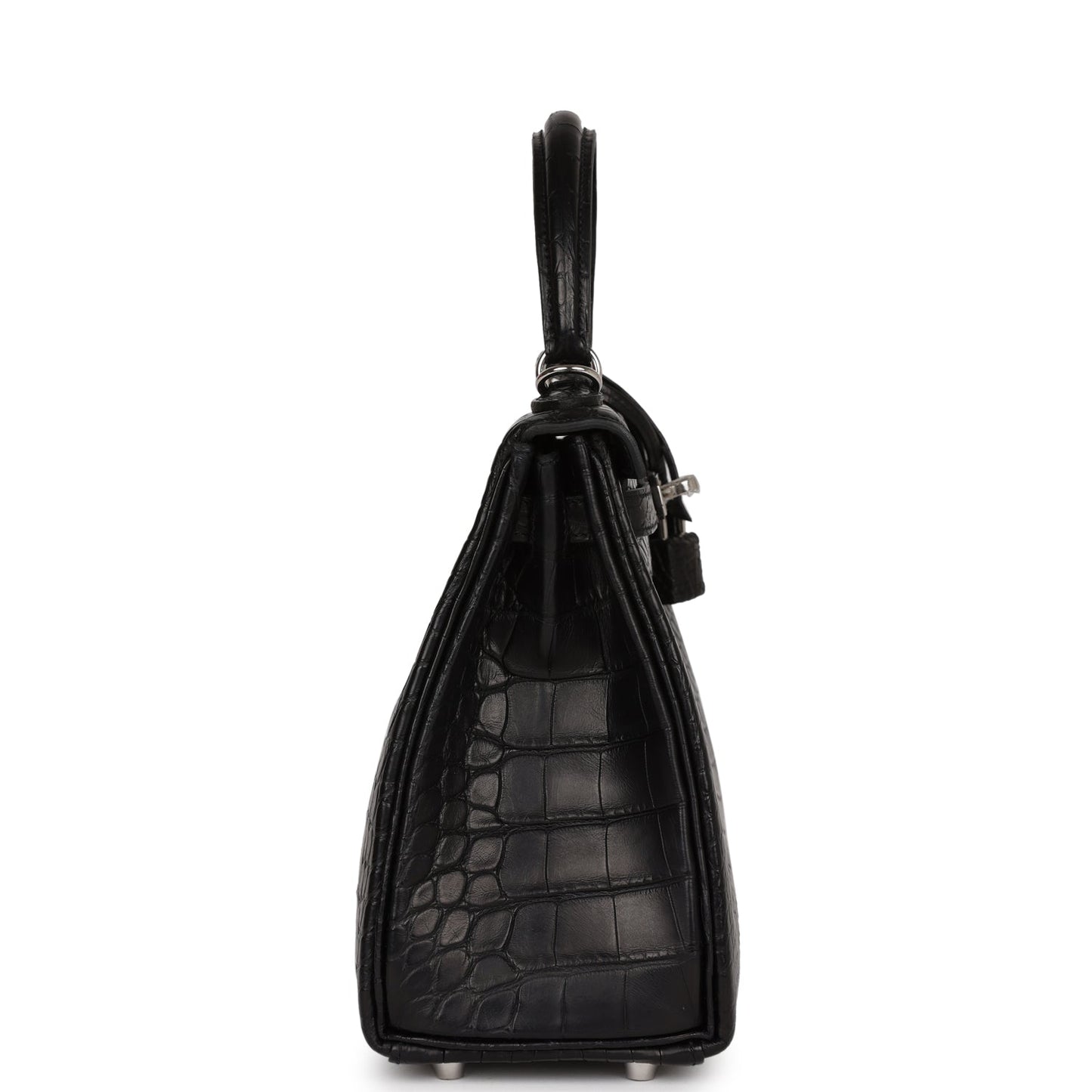 Hermes Kelly 25 Retourne Black Matte Alligator Palladium Hardware