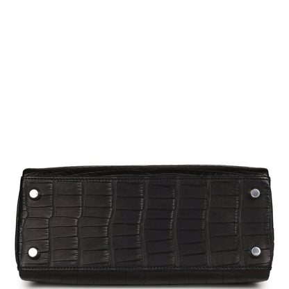 Hermes Kelly 25 Retourne Black Matte Alligator Palladium Hardware