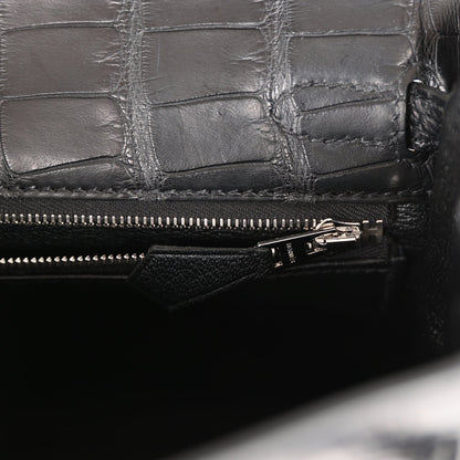 Hermes Kelly 25 Retourne Black Matte Alligator Palladium Hardware
