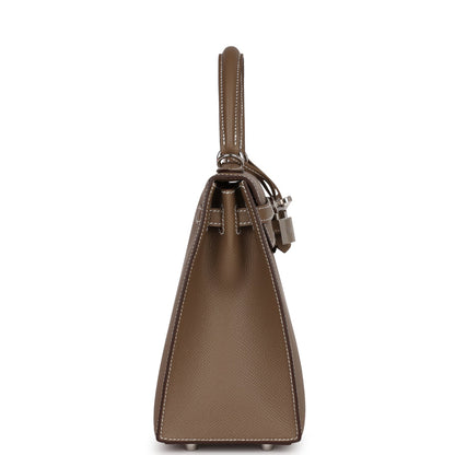 Hermes Kelly 25 Sellier Etoupe Epsom Palladium Hardware