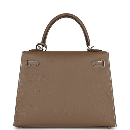 Hermes Kelly 25 Sellier Etoupe Epsom Palladium Hardware