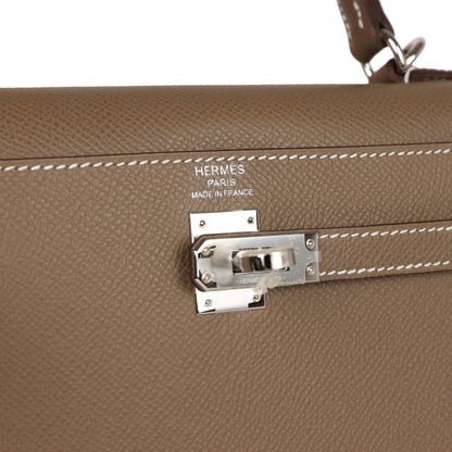 Hermes Kelly 25 Sellier Etoupe Epsom Palladium Hardware