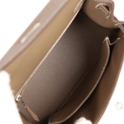 Hermes Kelly 25 Sellier Etoupe Epsom Palladium Hardware