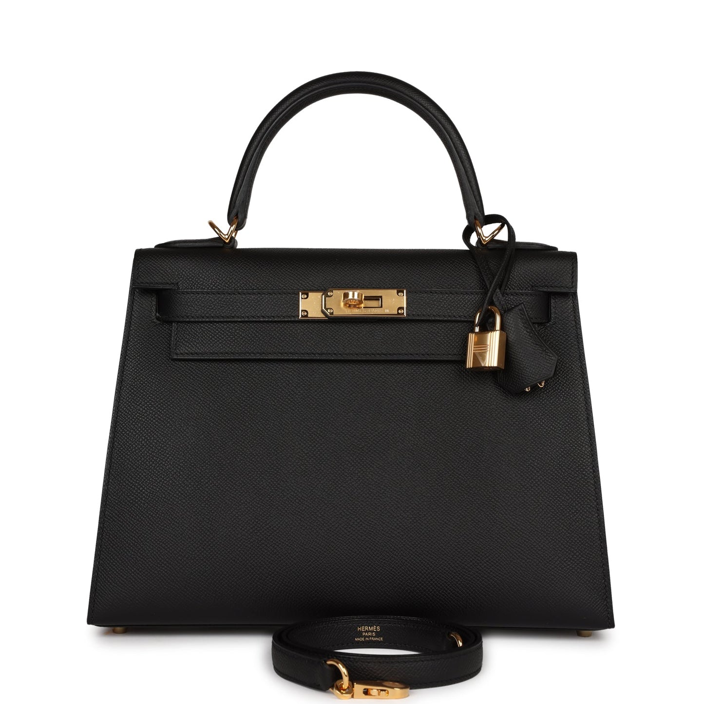 Hermes Kelly 28 Sellier Black Epsom Gold Hardware