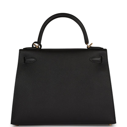 Hermes Kelly 28 Sellier Black Epsom Gold Hardware