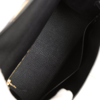 Hermes Kelly 28 Sellier Black Epsom Gold Hardware