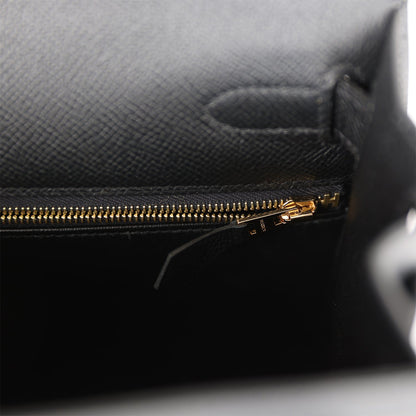 Hermes Kelly 28 Sellier Black Epsom Gold Hardware
