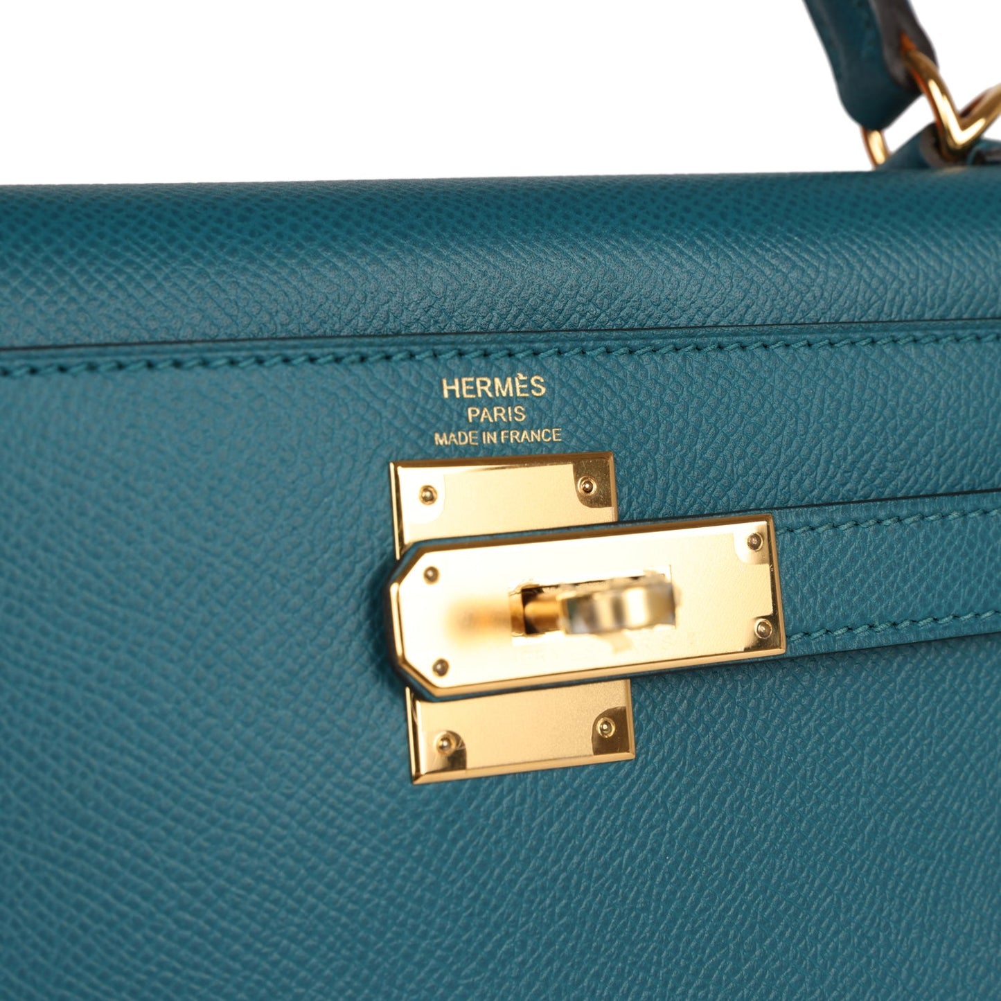 Hermes Kelly 28 Sellier Vert Bosphore Epsom Gold Hardware