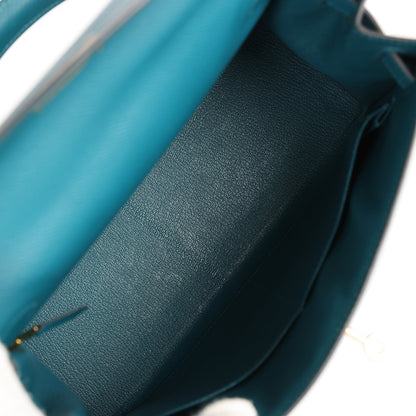 Hermes Kelly 28 Sellier Vert Bosphore Epsom Gold Hardware