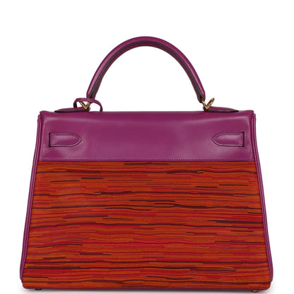Hermes Kelly 32 Retourne Vibrato Cyclamen Box Gold Hardware