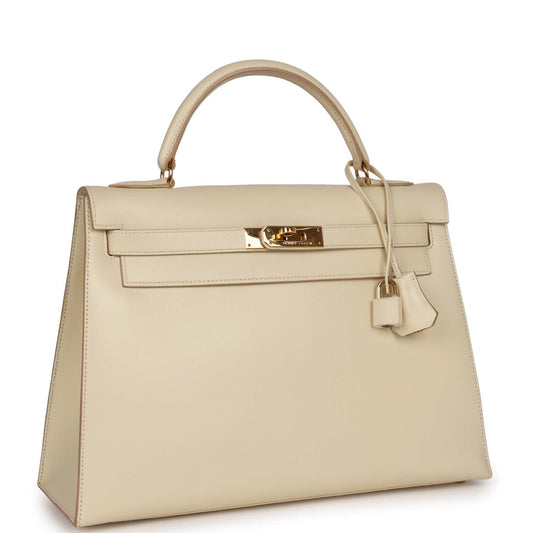 Hermes Kelly 32 Sellier Parchemin Box Gold Hardware