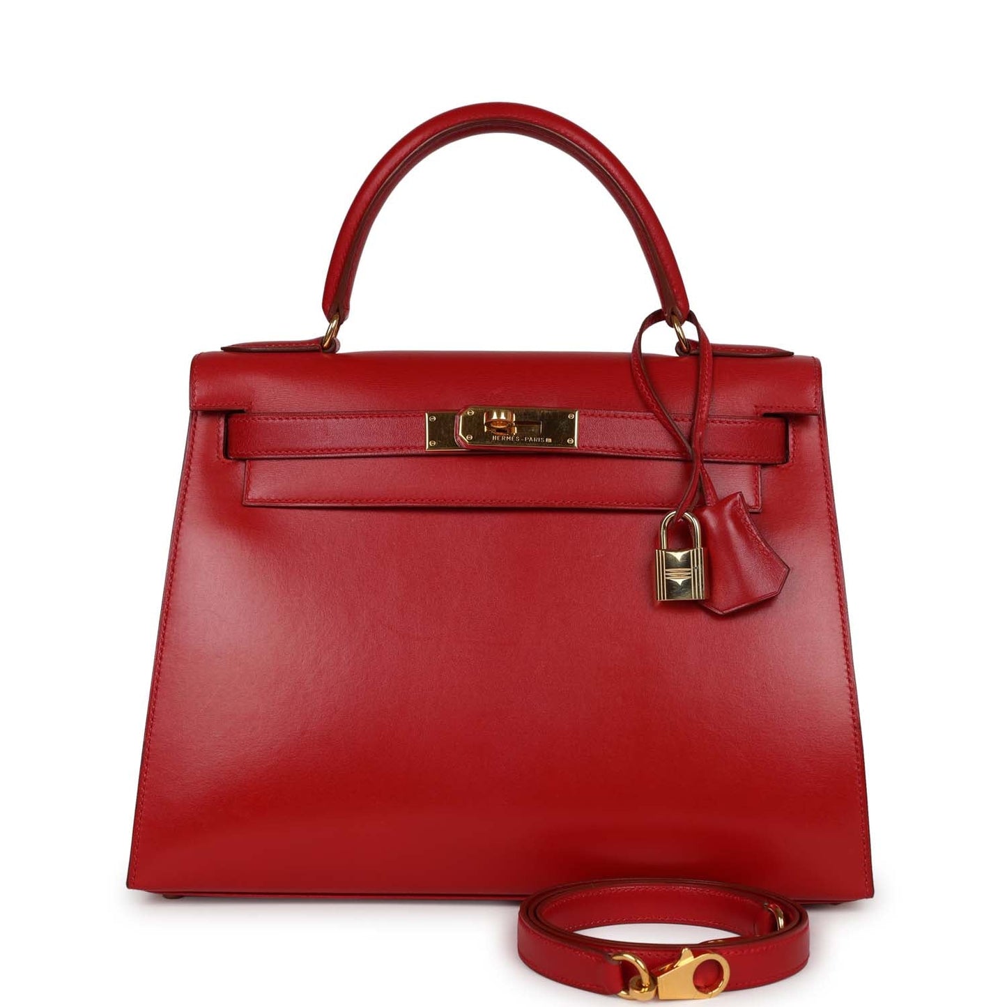 Hermes Kelly 28 Sellier Rouge Vif Box Gold Hardware