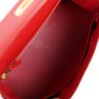 Hermes Kelly 28 Sellier Rouge Vif Box Gold Hardware
