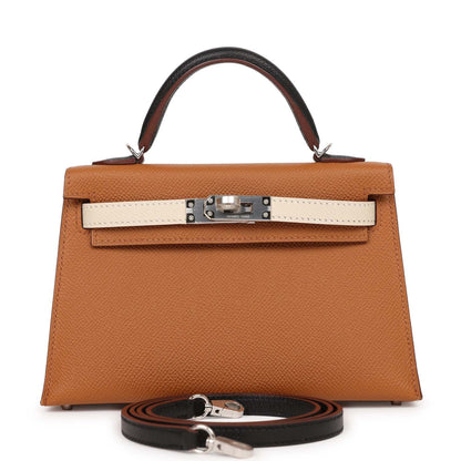 Hermes Kelly 20 Sellier Tri-color Gold, Black and Nata Epsom Palladium Hardware