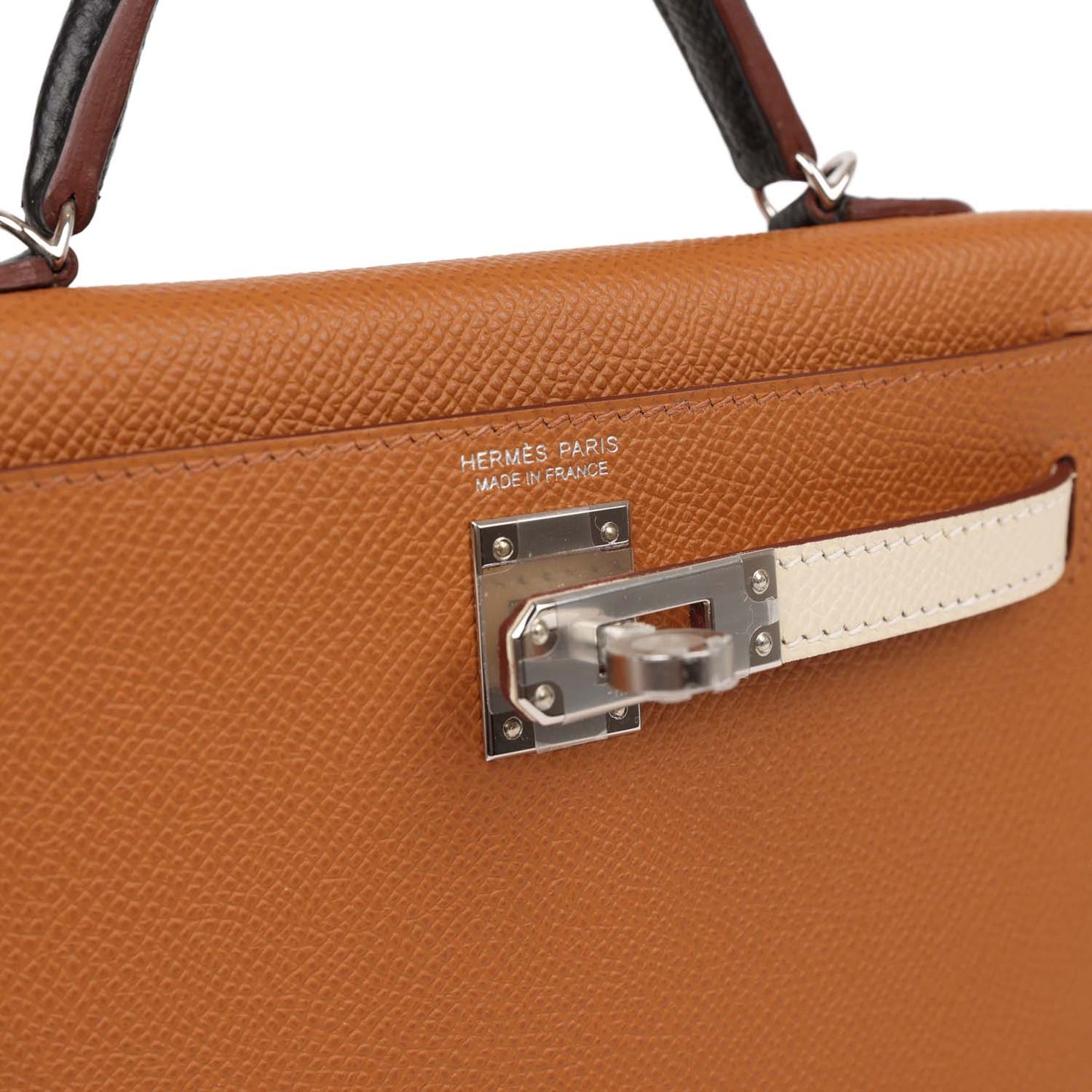 Hermes Kelly 20 Sellier Tri-color Gold, Black and Nata Epsom Palladium Hardware