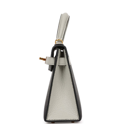 Hermes HSS Kelly 20 Sellier Black and Gris Perle Chevre Mysore Gold Hardware