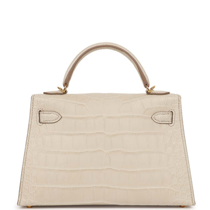 Hermes Kelly 20 Sellier Beton Mate Alligator Gold Hardware
