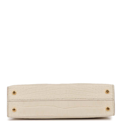 Hermes Kelly 20 Sellier Beton Mate Alligator Gold Hardware