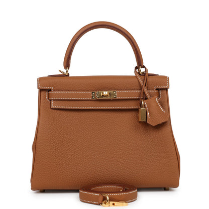 Hermes Kelly 25 Retourne Gold Togo Gold Hardware