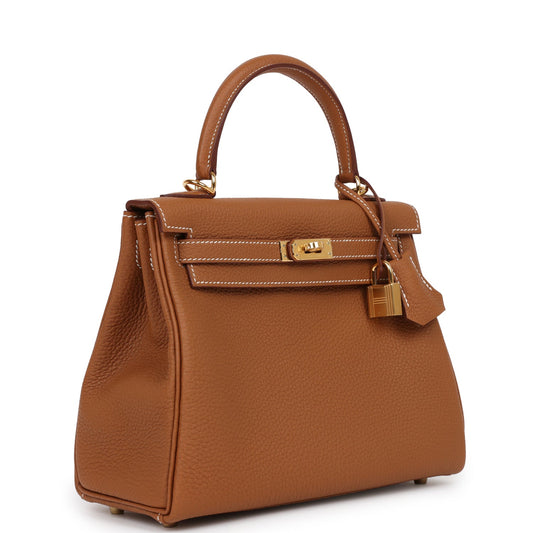 Hermes Kelly 25 Retourne Gold Togo Gold Hardware