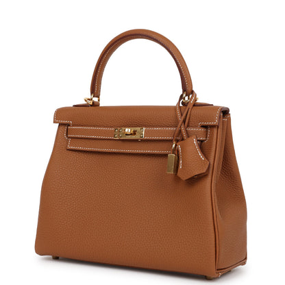 Hermes Kelly 25 Retourne Gold Togo Gold Hardware