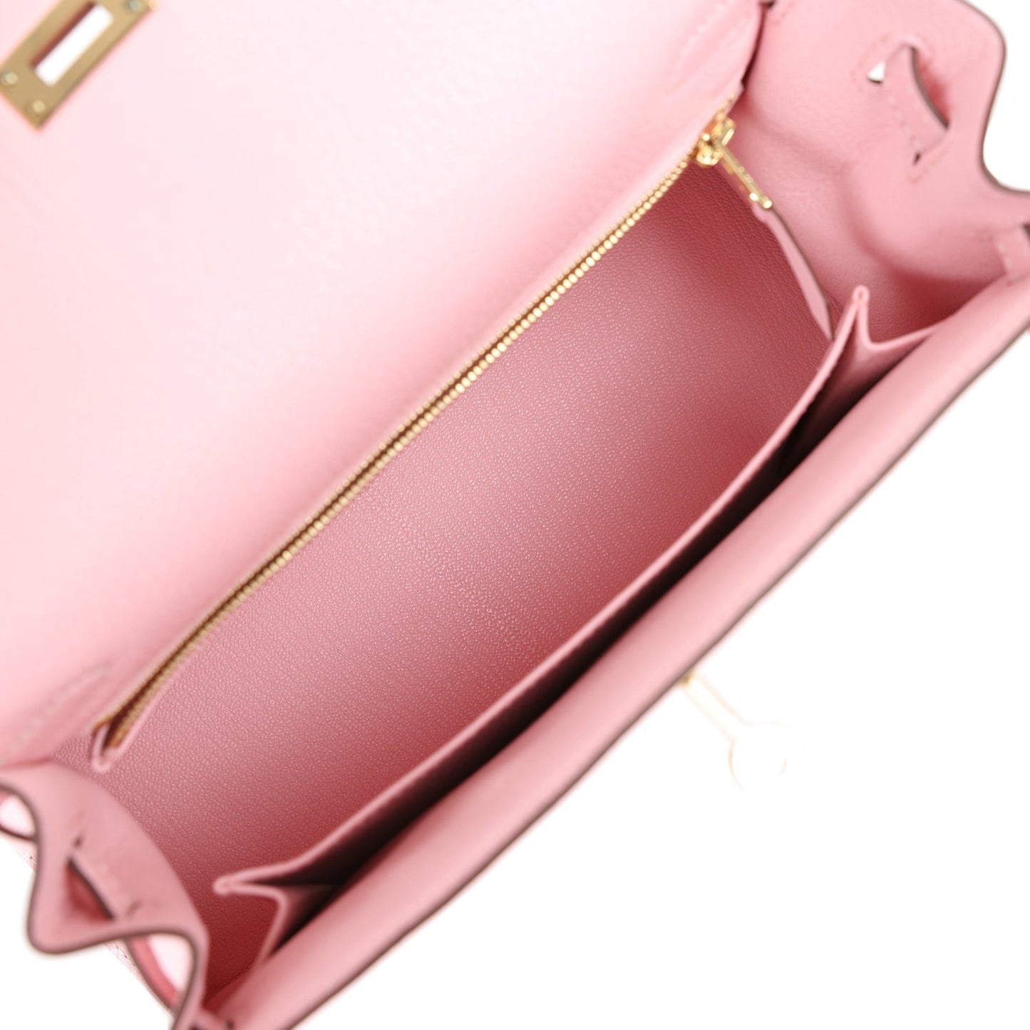 Hermes Kelly 25 Sellier Rose Sakura Chevre Permabrass Hardware