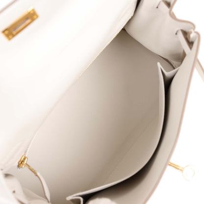 Hermes Kelly 25 Retourne Gris Pale Swift Gold Hardware