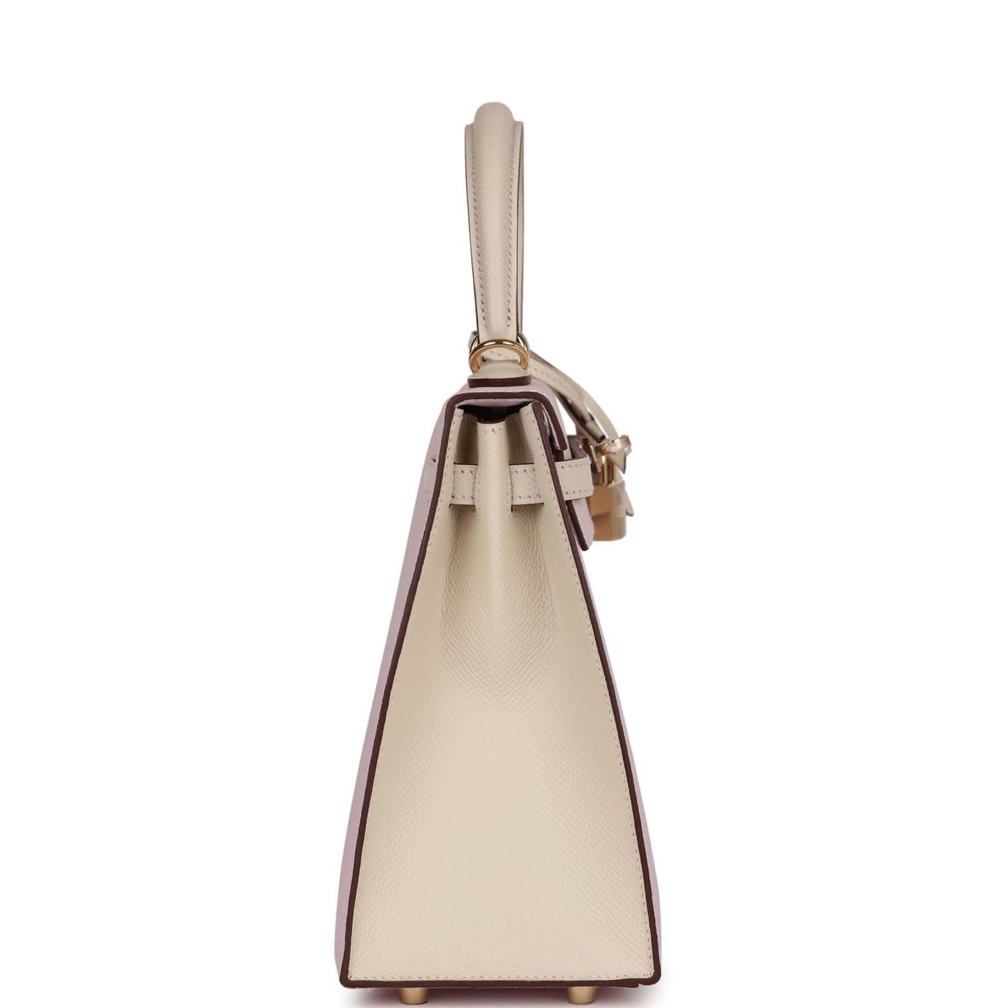 Hermes Kelly 25 Sellier Mauve Pale and Craie Epsom Permabrass Hardware