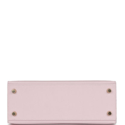 Hermes Kelly 25 Sellier Mauve Pale and Craie Epsom Permabrass Hardware