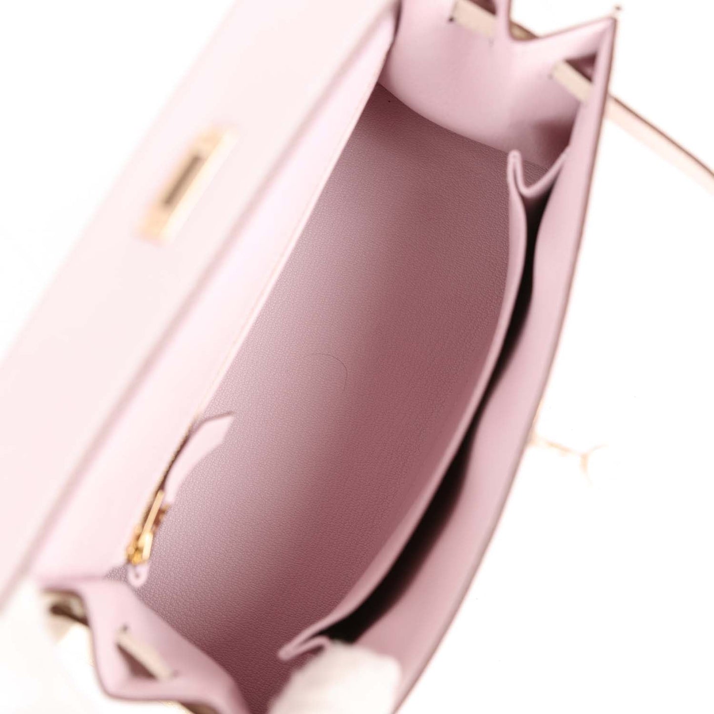 Hermes Kelly 25 Sellier Mauve Pale and Craie Epsom Permabrass Hardware