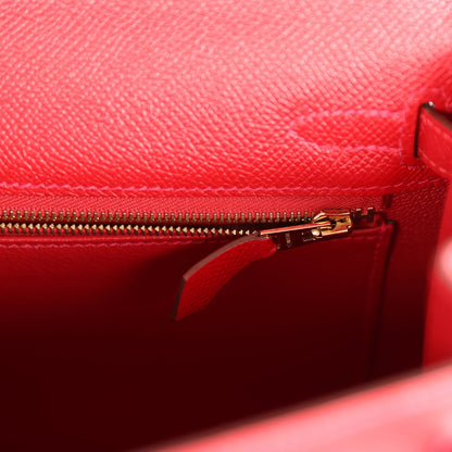 Hermes Kelly 25 Sellier Rouge Casaque Epsom Gold Hardware