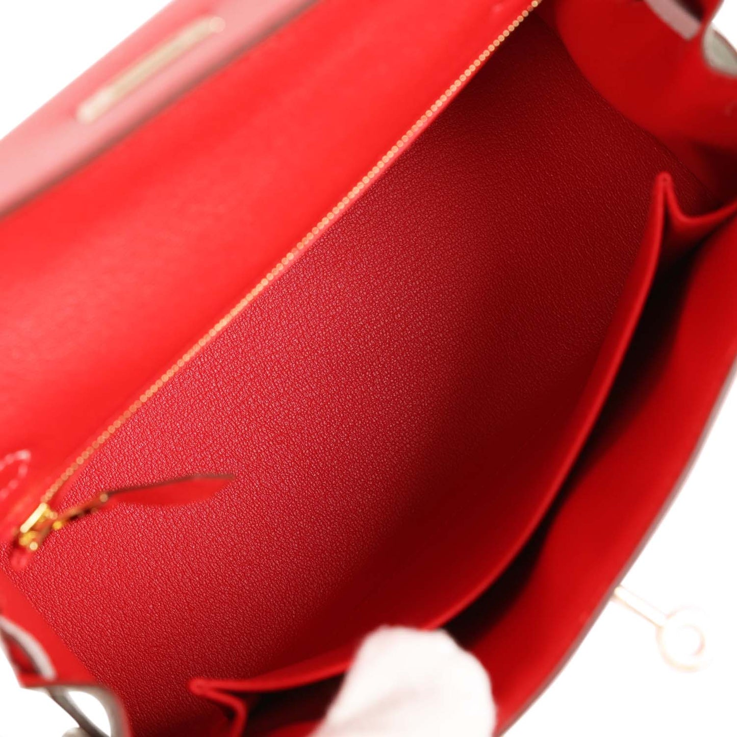 Hermes Kelly 25 Sellier Rouge De Coeur and Gris Perle Chevre Mysore Permabrass Hardware