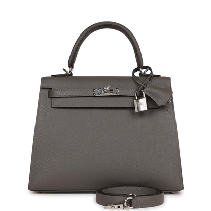 Hermes Kelly 25 Sellier Gris Meyer Epsom Palladium Hardware