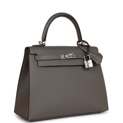Hermes Kelly 25 Sellier Gris Meyer Epsom Palladium Hardware
