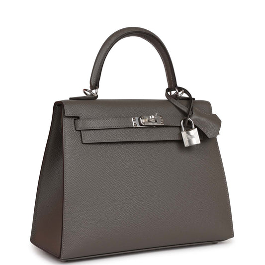 Hermes Kelly 25 Sellier Gris Meyer Epsom Palladium Hardware