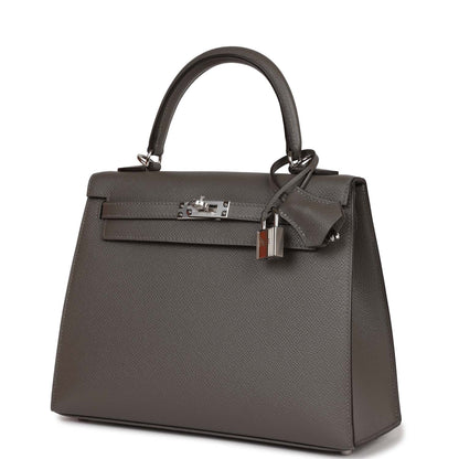 Hermes Kelly 25 Sellier Gris Meyer Epsom Palladium Hardware
