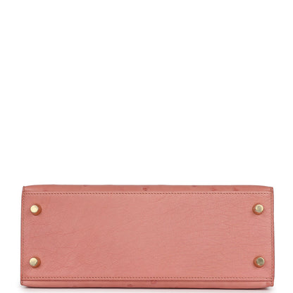 Hermes Kelly 25 Sellier Terre Cuite Ostrich Gold Hardware